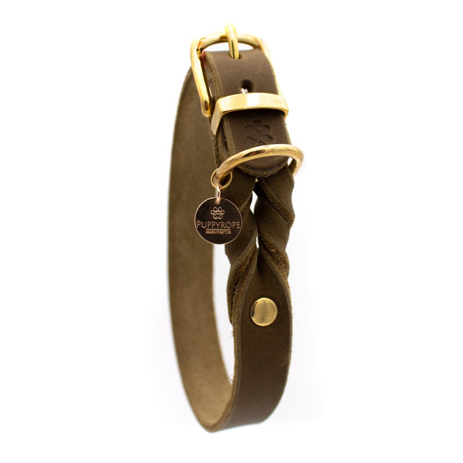 Halsband Asuna - olive x gold - PUPPYROPE MANUFAKTUR®