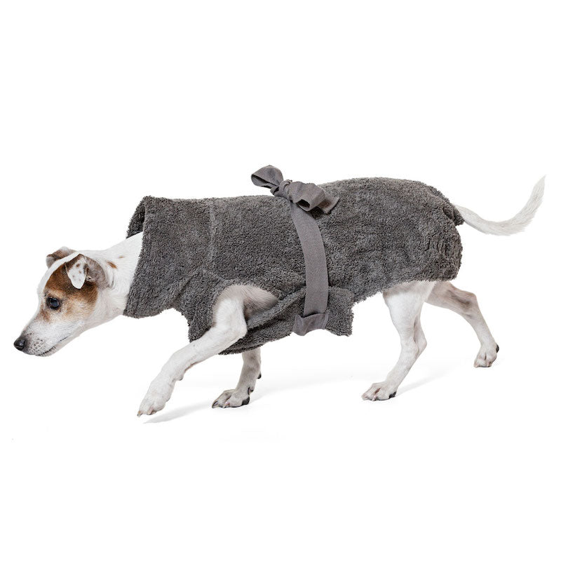 Hundebademantel Bio-Baumwolle "Stone Grey" - PUPPYROPE MANUFAKTUR®