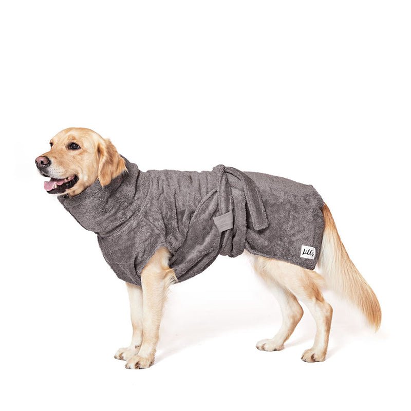 Hundebademantel Bio-Baumwolle "Stone Grey" - PUPPYROPE MANUFAKTUR®