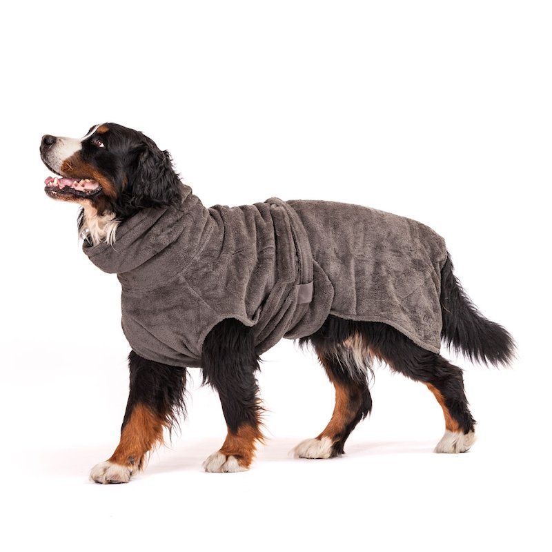 Hundebademantel Bio-Baumwolle "Stone Grey" - PUPPYROPE MANUFAKTUR®