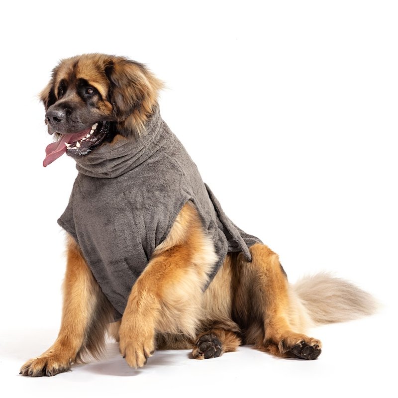Hundebademantel Bio-Baumwolle "Stone Grey" - PUPPYROPE MANUFAKTUR®