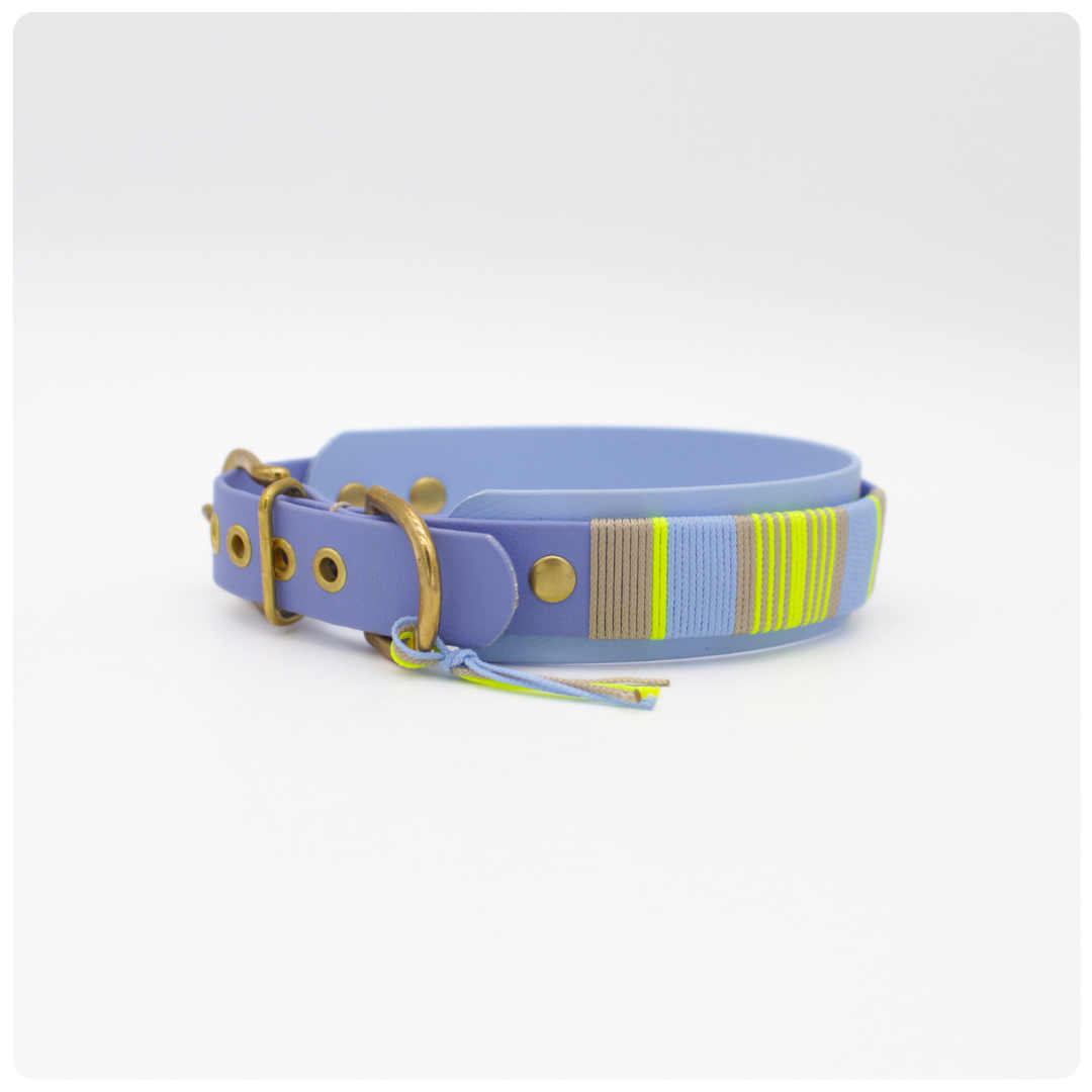 Halsband Wilma Blau x Neon Gelb M 35-42cm Halsumfang